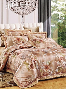 高端贡缎提花高档欧式四件套全棉床上用品奢华纯棉结婚床品家纺