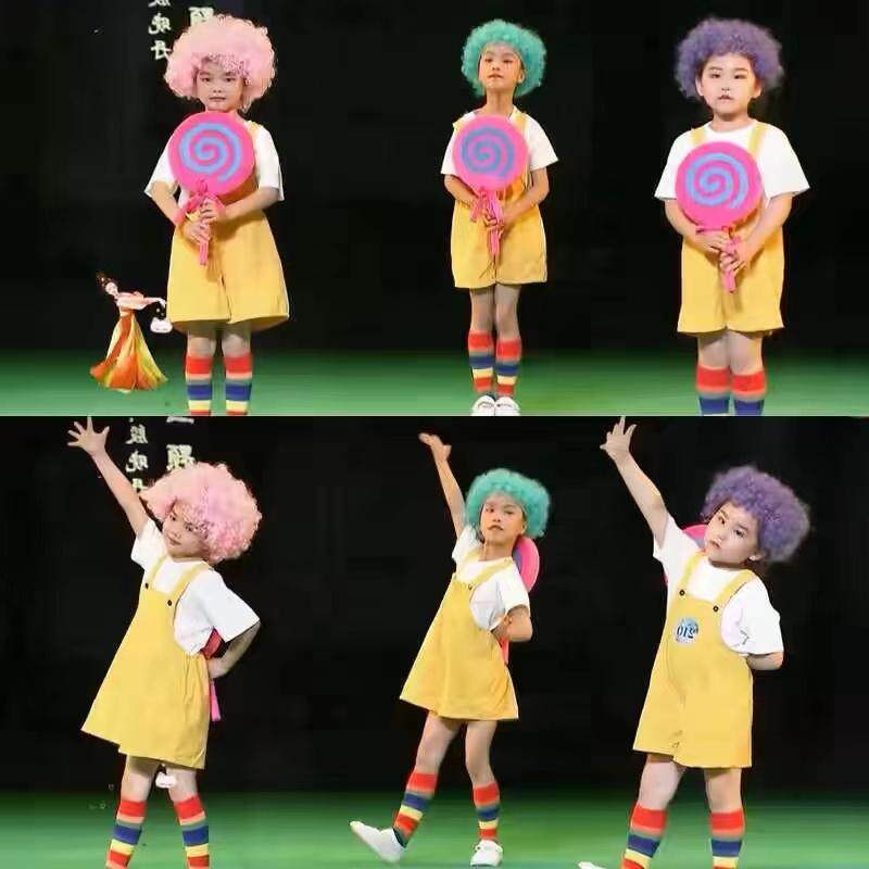 六一儿童幼儿园我是一颗跳跳糖舞蹈服孩子的天空演出服棒棒糖道具