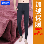 光面滑料加绒加厚保暖裤 修身 冬季 百爱女神男士 内穿羊胎绒棉裤 男