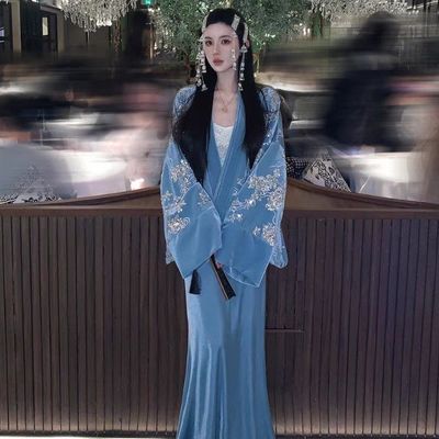 【碧月玉珠】国风新中式丝绒亮片绣斜襟外套鱼尾裙套装