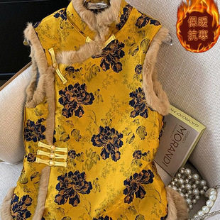 新年战袍新中式唐装冬季过年旗袍上衣中式马甲拜年服女中国风女装