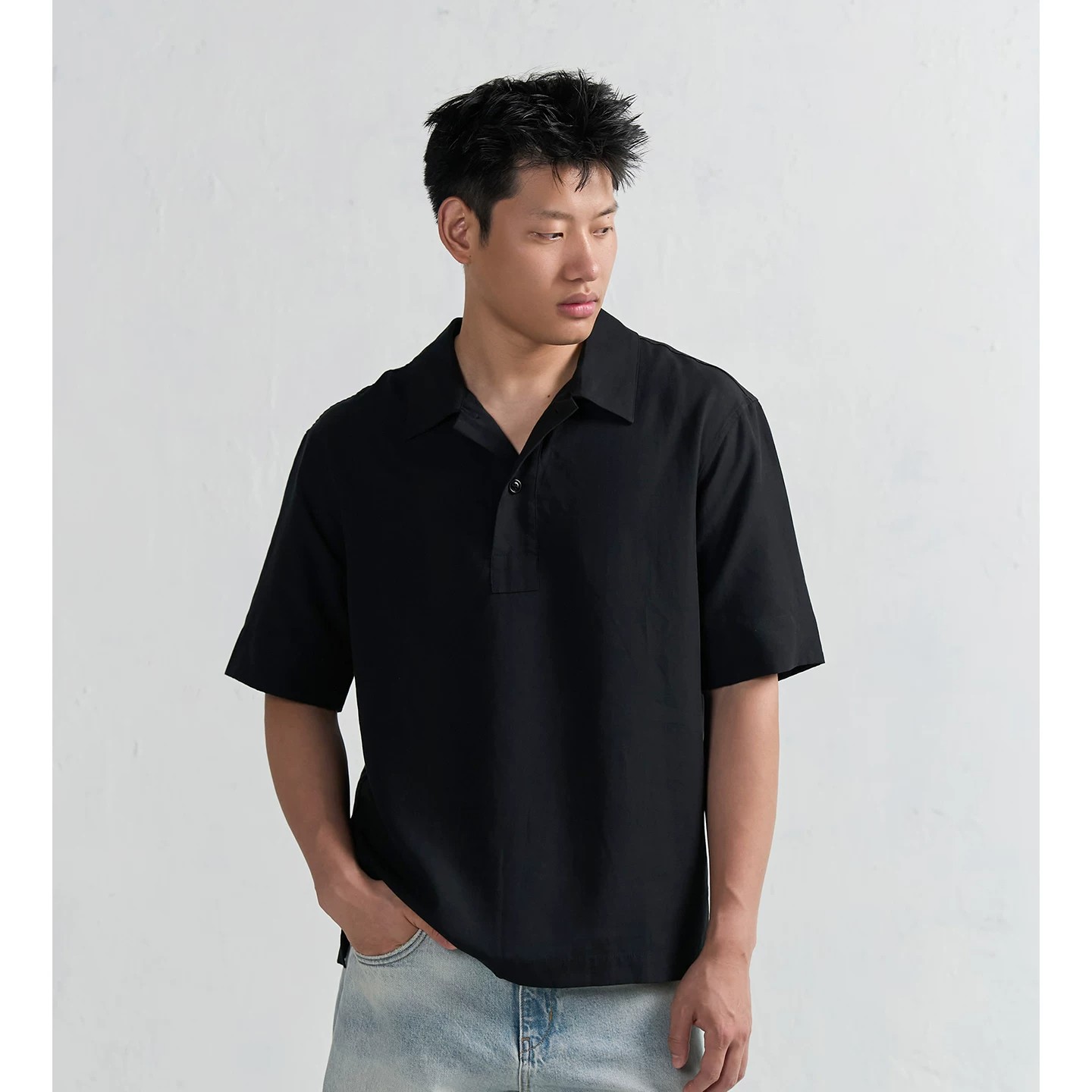Dokie夏季新品210克天丝亚麻男士休闲上衣经典POLO短袖套头衫