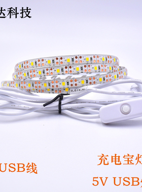 usb灯带按键开关led灯带5V防水3528地摊服装模型DIY充电宝灯条