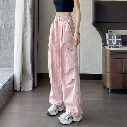 2025新款美式速干工装裤女夏薄款2025新款宽松休闲降落伞多巴胺伞