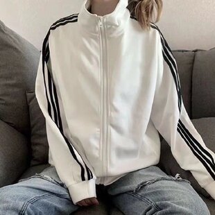 2026春夏新款时尚运动套装学生运动服三道杠男女薄款宽松开衫卫衣