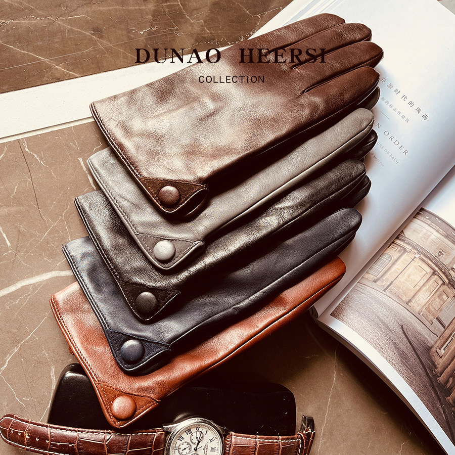 意大利进口头层山羊皮真皮手套男冬季加绒羊毛里保暖纯皮触屏开车