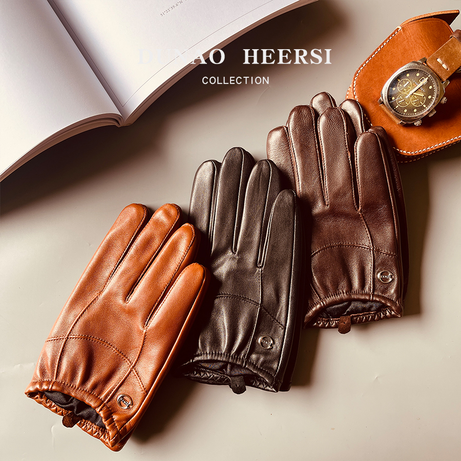 意大利进口真皮山羊皮手套男秋冬季薄款短款触屏纯皮开车骑行手套
