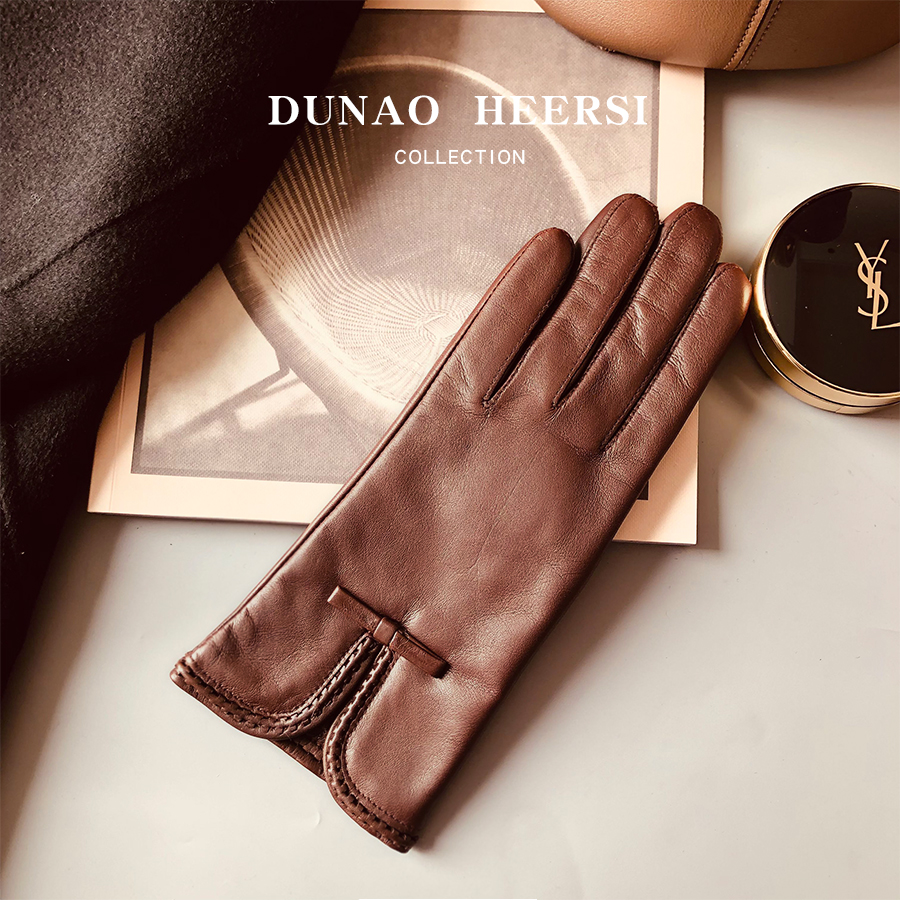 意大利进口清水小羊皮真皮手套女冬季羊毛内里加绒保暖开车复古风