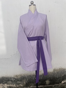 汉服交领长袖中长款棉麻日常田园风百搭清新禅意穿搭休闲短打