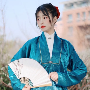 汉华裳《阮阮》原创汉服明制合领长袖对襟短衫女褙子子母扣外套