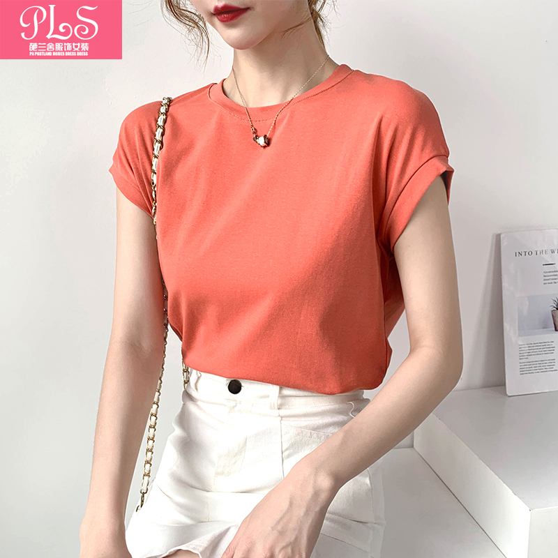 夏季新款圆领宽松蝙蝠袖纯白百搭休闲遮肉短袖T恤韩版女装上衣