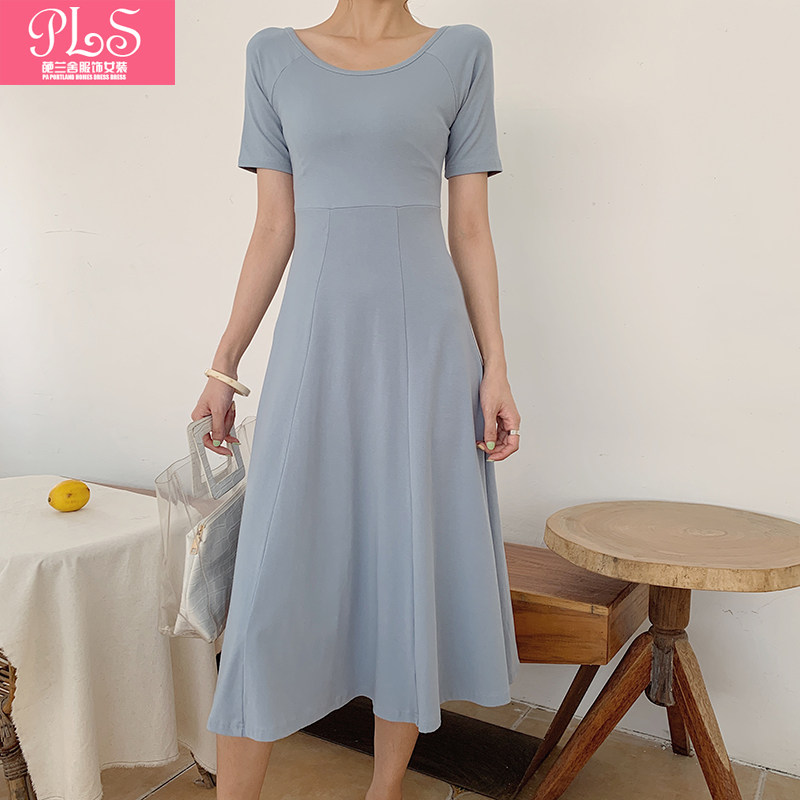 夏季新款纯白修身显瘦短袖女装体恤打底连衣裙韩版内搭圆领t恤