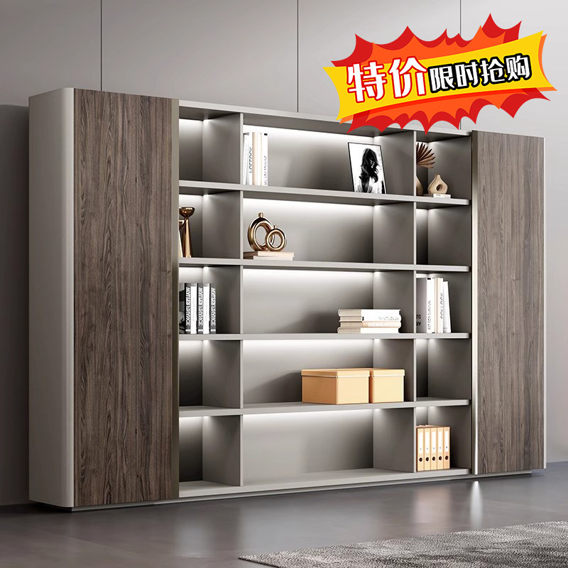 特价处理限时限量办公室背景柜文件柜背柜木质书柜带灯落地柜书柜