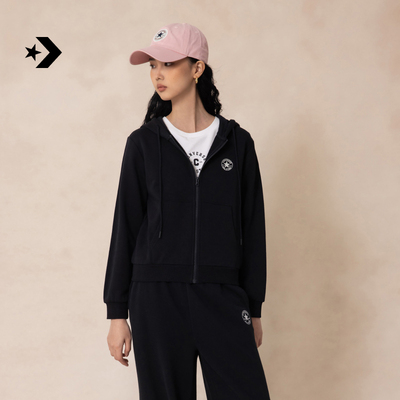 【夏季新品】CONVERSE匡威 女全棉拉链连帽衫复古休闲卫衣WCH721