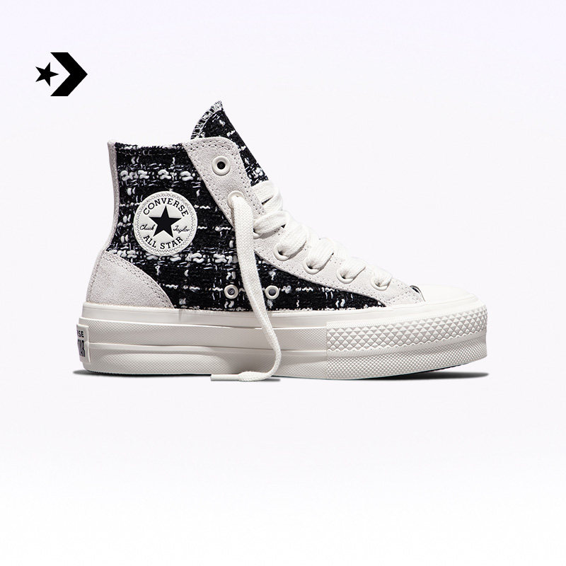 CONVERSE匡威 All Star Lift冬季新品女粗花呢经典厚底鞋A24299C