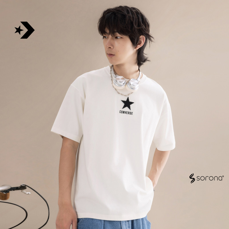 CONVERSE匡威官方 秋季新品凉感索罗娜短袖男宽松星星T恤MCK057