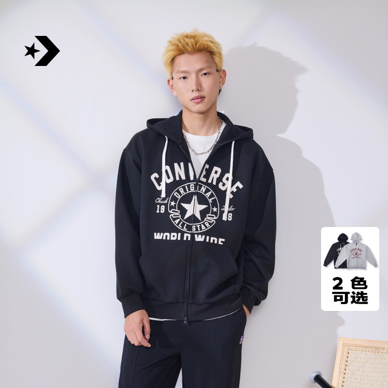 CONVERSE匡威官方 夏季复古潮流宽松连帽男女卫衣外套UCJ441