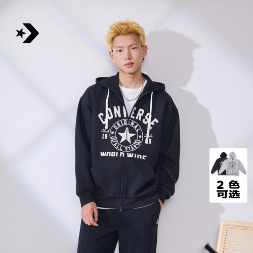 CONVERSE匡威官方 夏季复古潮流宽松连帽男女卫衣外套UCJ441