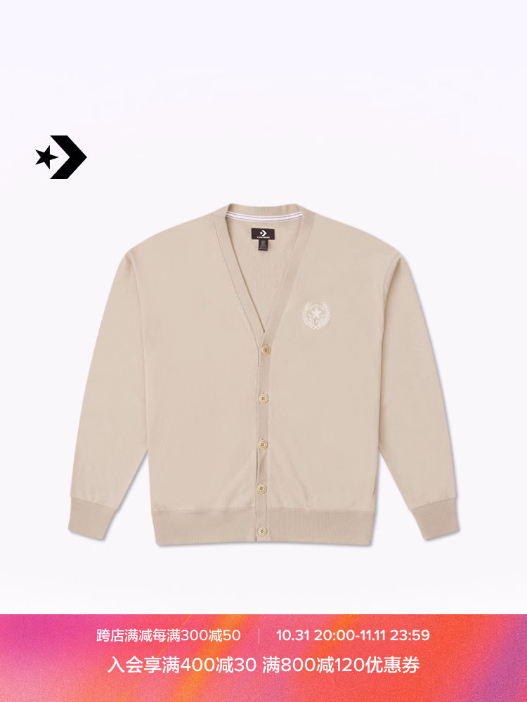 CONVERSE 컨버스 공식 신상 남성 복고풍 대학풍 자수 단추 스웨터 10026000