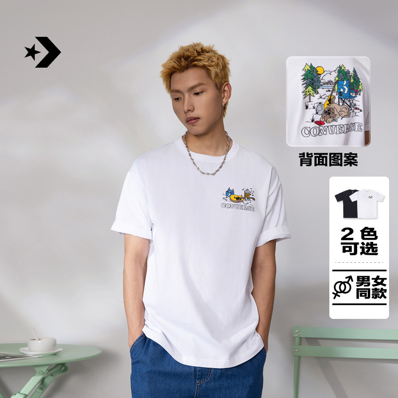 CONVERSE匡威官方 夏季新品趣味户外印花宽松短袖男女T恤UCK030