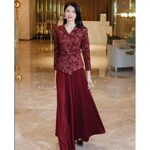 假两件厚款气质优雅高级感连衣裙2025新款女秋超长裙新中式妈妈裙