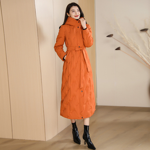 长款羽绒服女2025冬季新品气质修身轻薄保暖白鸭绒外套超长到脚踝