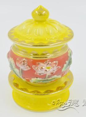 栖真安福 陶瓷1号/5号上品莲花珐琅瓷供杯 陶瓷供水杯 陶瓷圣水杯
