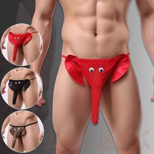 体育生豹纹丁字裤男无痕男士超性感激情大象鼻子酒吧舞台表演内裤