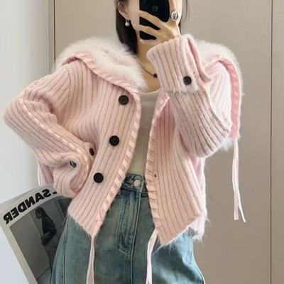 2025春秋冬新款韩版时尚百搭显瘦针织开衫女设计感小众毛衣上衣女