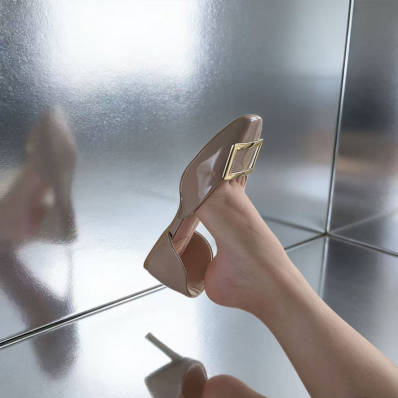 rv烟灰蓝中空chips平底鞋女真皮2026春夏一脚蹬名媛风不累脚凉鞋,女鞋,浅口单鞋,淘宝优惠券,粉丝福利购,淘宝优惠卷