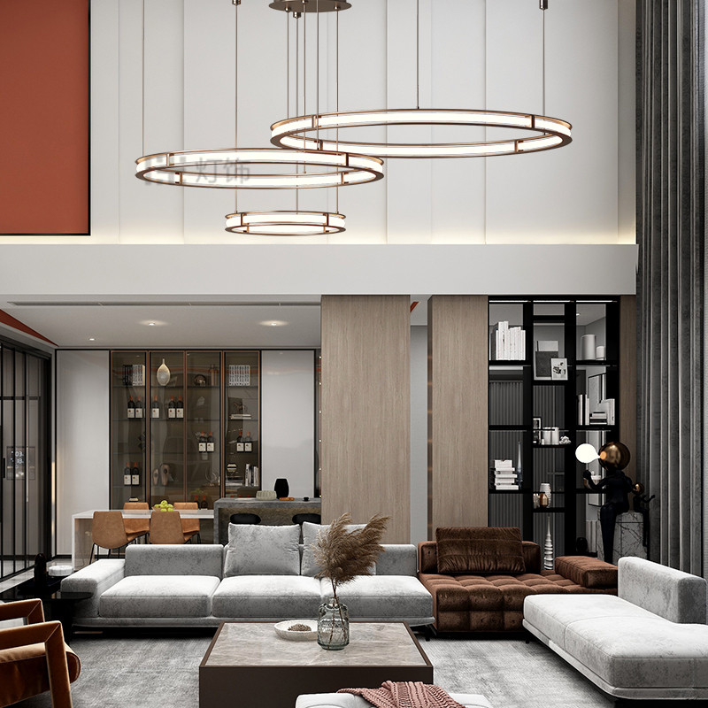 loft复式住宅别墅挑高大厅吊灯组合奢华创意设计师原创新款灯定制