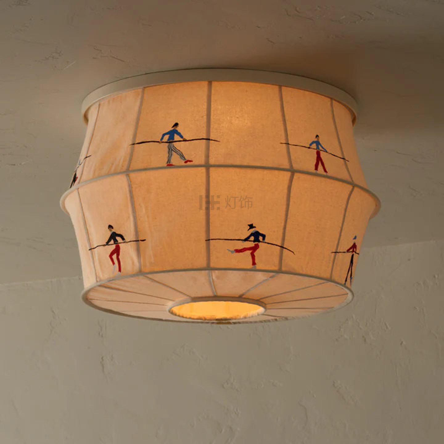 北欧简约创意儿童房彩色书房卧室布艺吸顶灯样板间过道装饰吊灯具