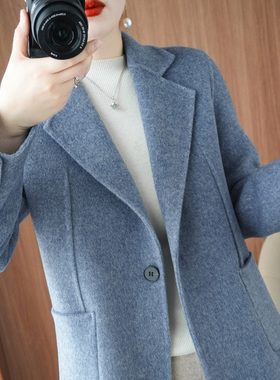 2025新款双面羊绒大衣女短款宽松小个子赫本羊毛呢子高端休闲外套