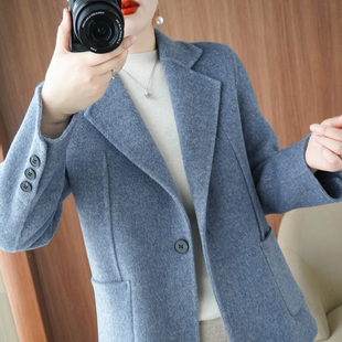 2025新款双面羊绒大衣女短款宽松小个子赫本羊毛呢子高端休闲外套