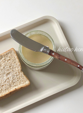 ins风花梨木手柄果酱刀涂抹西餐刀黄油刀长把实木把手不锈钢