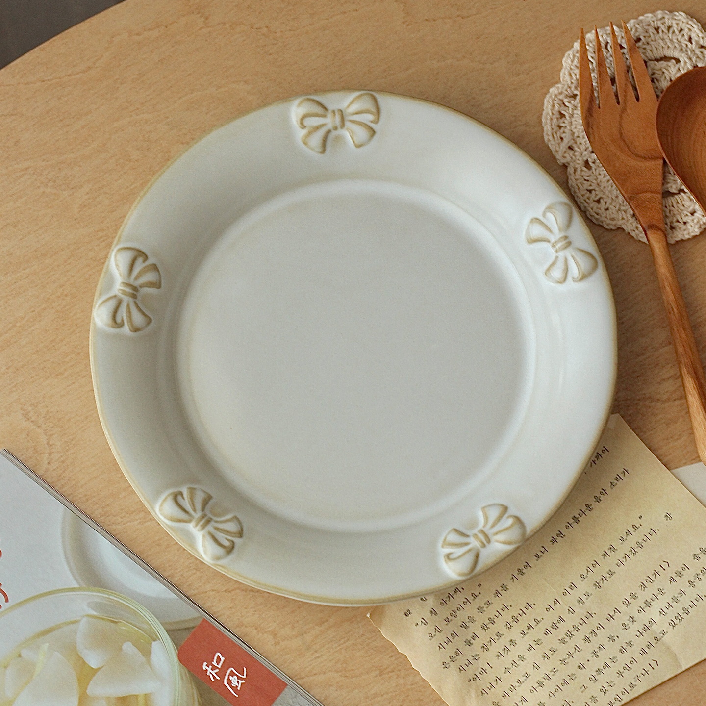 胡桃集市日式复古风窑变釉蝴蝶结早餐盘甜品盘浅盘菜盘水果盘陶瓷