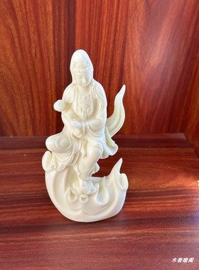 象牙果火焰自在观音摆件办公室家居描金自在观音菩萨佛像工艺品