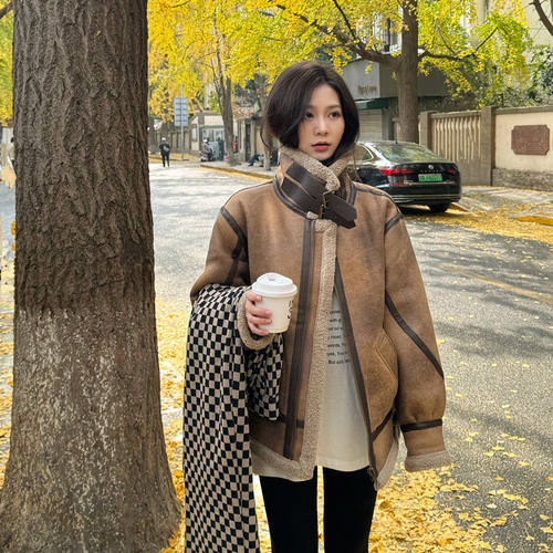 皮毛一体羊羔毛外套女202