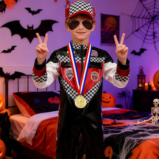 角色扮演男童狂欢节万圣节派对装扮服装跨境儿童赛车手职业运动