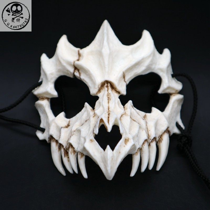 日本作家龙神半脸面具鵺cos猛虎夜叉 漫展演二次元装扮道具万圣节