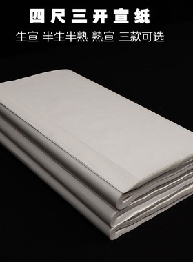 四尺三开宣纸  46x69cm 生宣半生熟宣 毛笔书法国画用纸