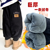 儿童棉裤 巨厚三层夹棉加绒特厚牛仔裤 东北滑雪男童北方一条过冬
