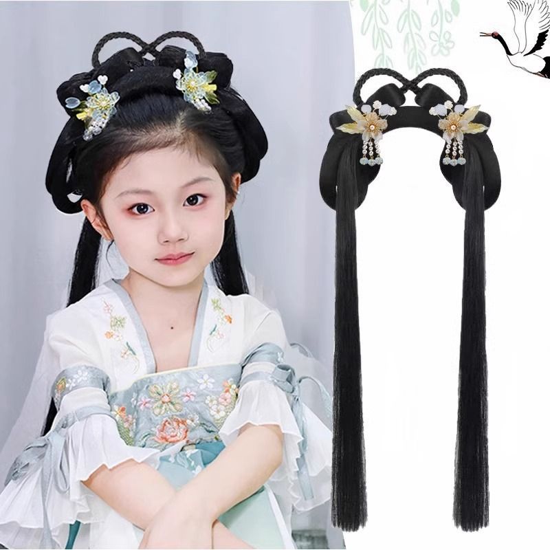 古装假发包盘发发饰女童假发古风百搭发髻儿童汉服假发头饰一体式