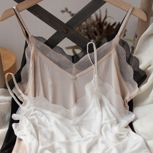 弹力针织真丝蕾丝花边 女背心 滋润肌肤桑蚕丝吊带衫 春夏薄打底衫