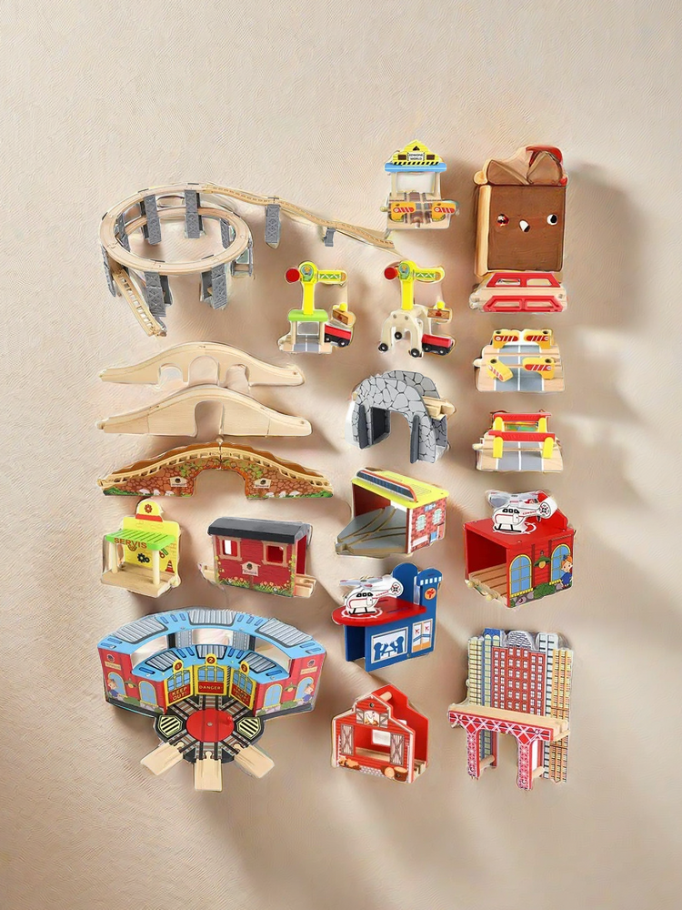 EDWONE WOODEN TRACK MAGNETIC TRAIN TOY WOODEN TRACK SCENE ACCESSORIES BEECH TRACK KIDS TOYS