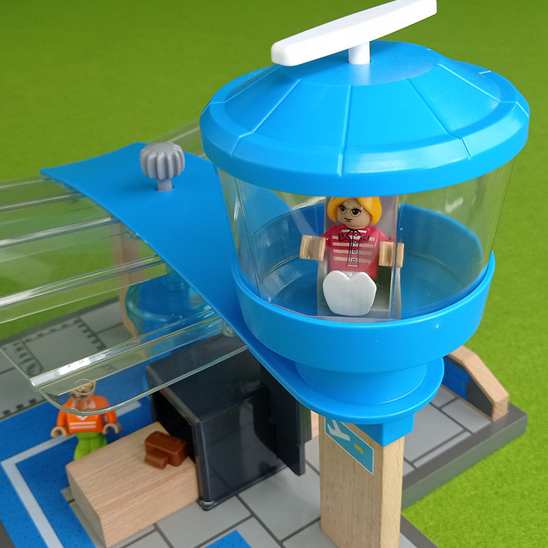 CROSS BORDER EXPORT WOODEN RAIL AIRPORT TERMINAL INTERNATIONAL AIRPORT COMPATIBLE WOODEN RAIL INS TOY MEN