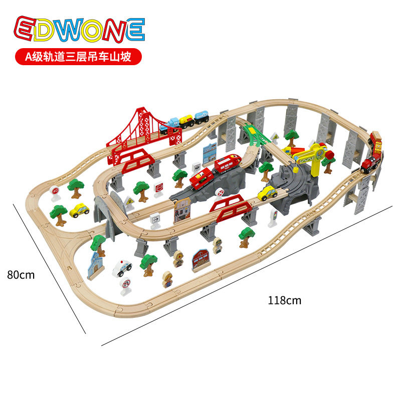 WOODEN RAIL CAR ELECTRIC LITTLE TRAIN SET TRACK KIDS GIFT PUZZLE ASSEMBLING TOY CAR COMPATIBLE BUILDING BLOCKS MEN