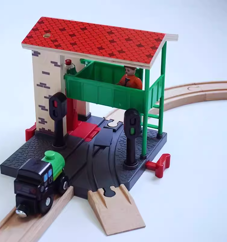 EDWONE72 BEECH TRACK SPIRAL TRACK TRAIN PLATFORM PARALLEL BAR CROSSING COMPATIBLE WOODEN TRACK TOY
