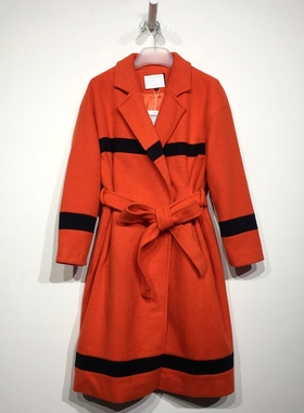 N系列 D81430 时尚长款毛呢外套品牌女装折扣