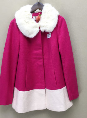 品牌折扣    大衣潮款 HH01922毛领可拆